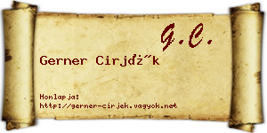 Gerner Cirjék névjegykártya